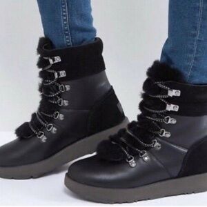 UGG VIKI Black Winter Boots with Fur Trim